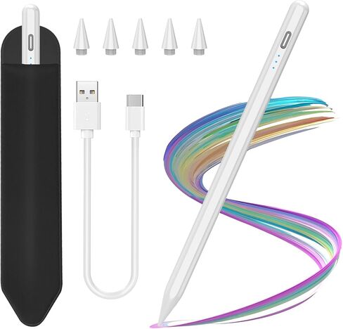Stylus Pen for iPad 2018-2025, USB C Fast Charging Magnetic Pen with Tilt Sensitivity & Palm Rejection, Pencil for iPad a16/6/7/8/9/10/11, iPad Pro 11"/12.9"/M4, IPad Air 3/4/5/M2/M3, White in Kuwait