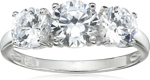 MORGAN & PAIGE .925 Sterling Silver Engagement Rings for Women - Promise Ring Prong-Set Three Stone Cubic Zirconia Ring or Genuine Garnet Ring, Wedding Bands for Women Sterling Silver Rings Size 5-9 in Kuwait