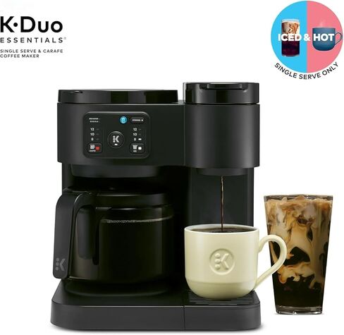 Keuriigk K-Duo Essentials صانع القهوة الساخنة والمثلجة مع Carafe المكونة من 12 كوبًا ، وجبات Kcup Bods & Coffee ، وأحجام متعددة من المشروب ، و 72 أوقية الخزان ، وميزة إيقاف التوقف (Moonlight Gray) in Saudi Arabia