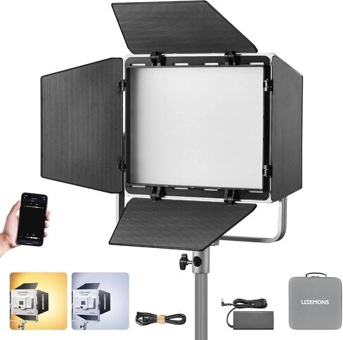 Godox LP400Bi مصباح فيديو LED ثنائي اللون مع Barndoor، 36W 2800K-6500K 6250Lux LED لوحة ضوء مع 11 تأثيرات FX APP التحكم CRI/TLCI 96+ Dimmable 0-100% استوديو ضوء ناعم للتصوير بالفيديو in Saudi Arabia