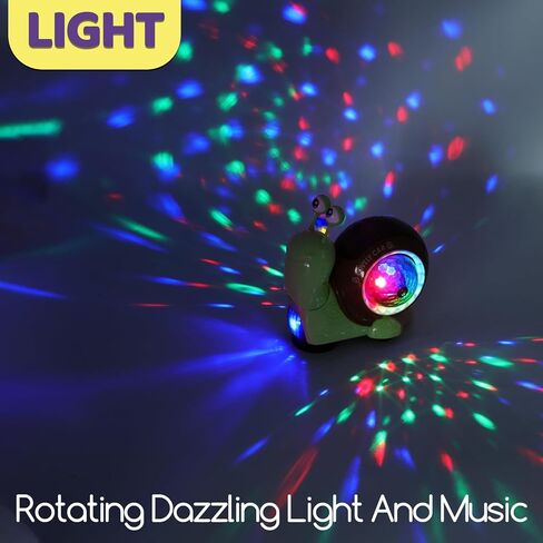 لعبة حلزون زحف مضيئة لمدة عام واحد ، مصابيح LED ديناميكية الوقت البطن 3-6 أشهر الأطفال المشي المشي الحسية 6-12 12-18 شهرا ، الأطفال الصغار 1-3 هدية تنمية المهارات الحركية in Kuwait