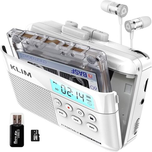 KLIM K7 Cassette Tape Player + Cassette to MP3 Converter + Portable Cassette Player + Built-in Microphone & Speaker + Rechargeable Battery + Earphones + 8GB SD Card in Saudi Arabia