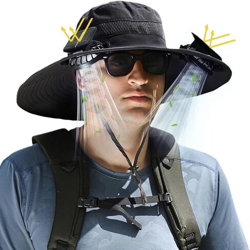 قبعة مروحة الطاقة الشمسية ، قبعة صيد في الهواء الطلق ذات المعجبين بالطاقة الشمسية ، مع قبعتين لصيد الأسماك ، 3 سرعات قابلة للتعديل. in Kuwait