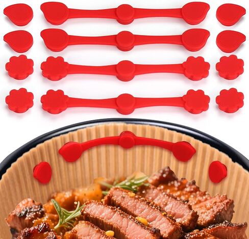 12PCS Air Fryer Magnets Silicone Buckle for Parchment Paper Liners, High-Temp Resistant Air Fryer Accessories, Prevent Burning, Safely Lock Paper from Heating Element or Covering Food (Red) in Saudi Arabia
