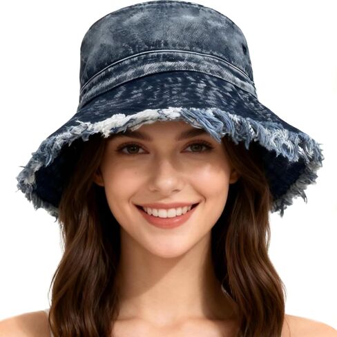 Denim Bucket Hats for Women Trendy Cute Bucket Hats for Men Woman Foldable Brim Hat Beach Hat Wide Brim Hats for Men in Kuwait