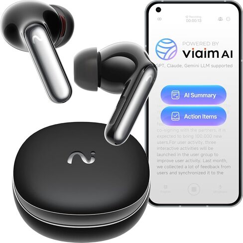 recdot ai مسجل صوتي earsbuds ، viaim ai الاجتماع مع النسخ ، 16 لغة ، flashrecord ، قوائم المهام وملخصات مع Viaim AI ، 48dB ANC للاجتماعات والمحاضرات والمحاضرات ، الأسود in Kuwait