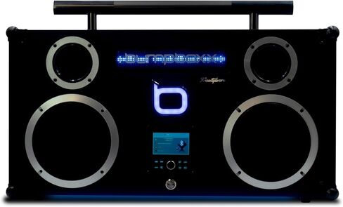 bumpboxx Bluetooth Boombox Freestyle Pro Black | مدرسة بوم بومب بوكس ​​القديم مع مكبر صوت بلوتوث | يتضمن بطارية قابلة لإعادة الشحن لمدة 9 ساعات من الموسيقى والميكروفون عن بعد واللاسلكي | أسود in Kuwait