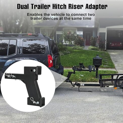 وصلة مقطورة قابلة للتعديل مع ارتفاع/سقوط 2 بوصة و10 بوصة، تناسب جهاز استقبال 2 بوصة، محول تمديد مقطورة ثقيل الوزن 10000 رطل، محول موسع وصلة وصلة مزدوجة للمقطورة مع ساق صلبة 2 بوصة باللون الأسود in Kuwait