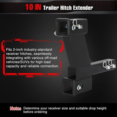 وصلة مقطورة قابلة للتعديل مع ارتفاع/سقوط 2 بوصة و10 بوصة، تناسب جهاز استقبال 2 بوصة، محول تمديد مقطورة ثقيل الوزن 10000 رطل، محول موسع وصلة وصلة مزدوجة للمقطورة مع ساق صلبة 2 بوصة باللون الأسود in Kuwait