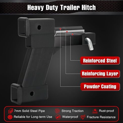 وصلة مقطورة قابلة للتعديل مع ارتفاع/سقوط 2 بوصة و10 بوصة، تناسب جهاز استقبال 2 بوصة، محول تمديد مقطورة ثقيل الوزن 10000 رطل، محول موسع وصلة وصلة مزدوجة للمقطورة مع ساق صلبة 2 بوصة باللون الأسود in Kuwait