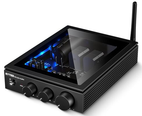 P60 Wireless 5.3 Amplifier 2 Channel Hi-Fi Mini Class D AMP مع TPA3255 ، 300W X 2 ، Peeb ، Bass Treble Control ، Audio Audio Stereo Outdoor Amplifer لمكبرات الصوت المسرحية السلبية (مزود طاقة 32 فولت) in Kuwait