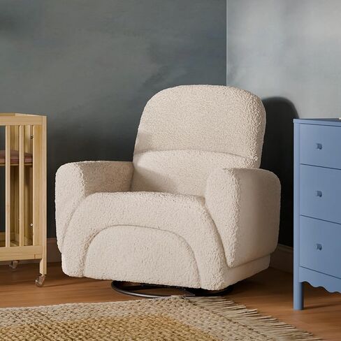 Babyletto Rainbow Recliner and Swivel Glider in Almond Teddy Loop, Greenguard Gold Certified and CertiPUR-US® Certified in Kuwait