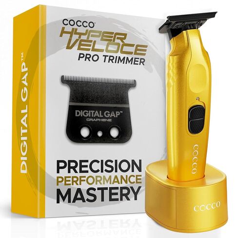 مجموعة Cocco® Hyper Veloce Pro Trimmer: أدوات التشذيب الدقيقة للمحترفين، شفرة الجرافين Digital Gap™ Ambassador، محرك DC عالي عزم الدوران، معدني بالكامل، لاسلكي (إصدار محدود باللون الأخضر) in Saudi Arabia