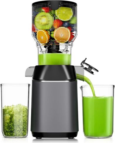 Cold Press Juicer, EUHOMY 5.6" Extra Large Feed Chute Slow Masticating Juicer, 250W Juicer Machines, 99.6% High Juice Yield,for Whole Vegetables & Fruits, Reverse Function, Easy to clean.Black in Kuwait