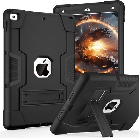 Cantis Case for ipad 9th Generation/ 8th Generation/ 7th Generation, Slim Heavy Duty Shockproof Rugged Protective Case with Built-in Stand for iPad 10.2 inch 2021/2020/2019, Black+Blue in Kuwait