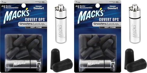 سدادات أذن من الإسفنج الناعم من Mack's Covert Ops، 7 أزواج بالإضافة إلى حقيبة سفر - 32 ديسيبل عالي NRR، 37 ديسيبل SNR - سدادات أذن مريحة للصيد والتكتيكي والهدف والسكيت والفخاخ in Kuwait