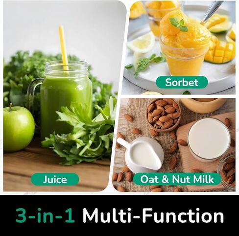 Cold Press Juicer, Masticating Juicer with Quiet Motor, Supports Whole Fruits and Vegetables, Reverse Function, Easy to Clean with Brush in Kuwait