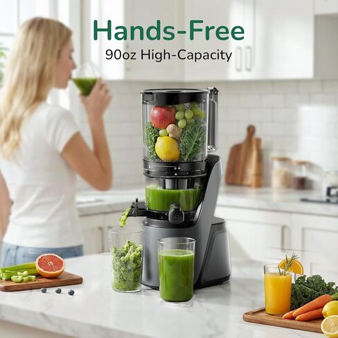 Cold Press Juicer, Masticating Juicer with Quiet Motor, Supports Whole Fruits and Vegetables, Reverse Function, Easy to Clean with Brush in Kuwait