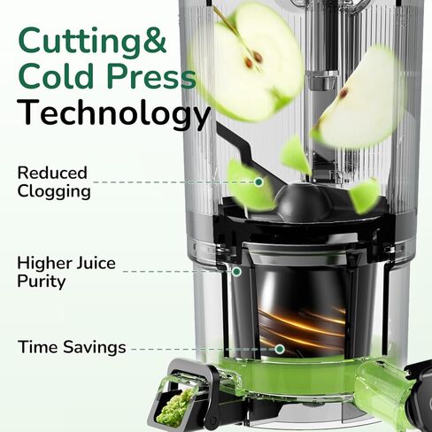 Cold Press Juicer, Masticating Juicer with Quiet Motor, Supports Whole Fruits and Vegetables, Reverse Function, Easy to Clean with Brush in Kuwait