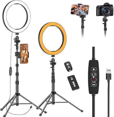EMART 10" Ring Light with 55" Extendable Tripod Stands and Phone Holder, Dimmable LED Circle Round Light for Selfie Camera Photography/Makeup/YouTube Video/Vlogging/Live Streaming in Kuwait