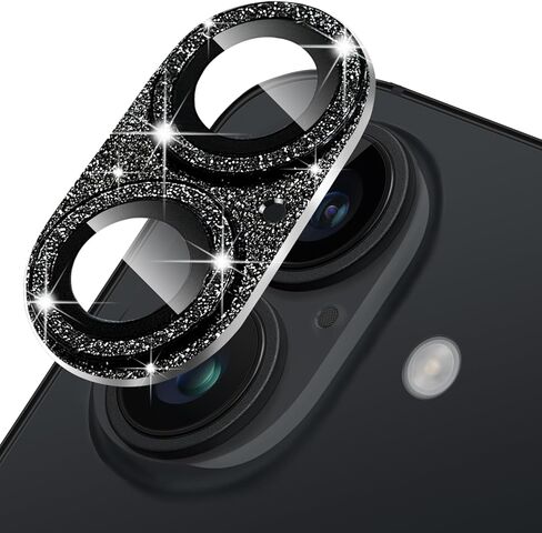 Compatible with iPhone 16 Pro and 16 Pro Max Camera Lens Protector, Anti-Scratch Tempered Glass Metal Camera Screen Protector Shockproof Full Protective Camera Lens Cover, Black in Saudi Arabia