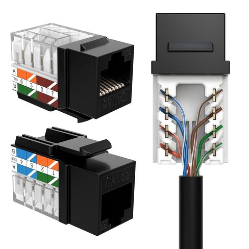 Cat5e Keystone Ethernet Wall Jack Punch Down UTP 45-Degree (Easier Termination Than 90-Degree), RJ45 Slim Profile Speed Termination Black 45° Angled (1000 Pack) in Kuwait