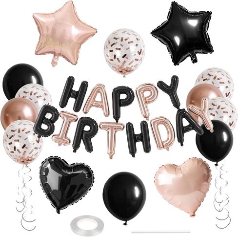 27 Pcs Dark Blue Birthday Decorations, 3D Foil Dark Blue Happy Birthday Balloon Banner, Pentagram Heart Foil Balloons Confetti Balloons Kit For Boys Girls Birthday Party Supplies in Kuwait