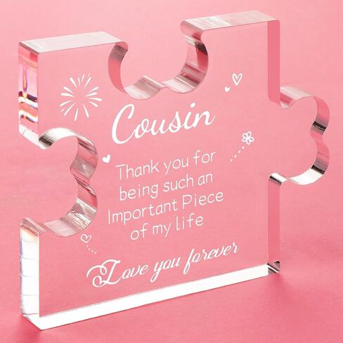 Funnli Sister Gifts from Sister Acrylic Puzzle Plaque - أفكار هدايا عيد ميلاد الأخت مقاس 3.35 × 2.76 بوصة ديكورات مكتبية - هدايا الأخت بطاقة عيد الميلاد للأخت in Kuwait