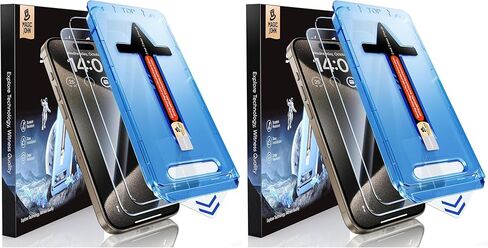 MAGIC JOHN 2 Pack for iPhone 15 Pro Max 6.7 inch Tempered Glass Screen Protector, Auto Dust-Elimination Installation, Bubble Free, Dynamic Island Compatible, HD Clear, Easy Installation in Saudi Arabia