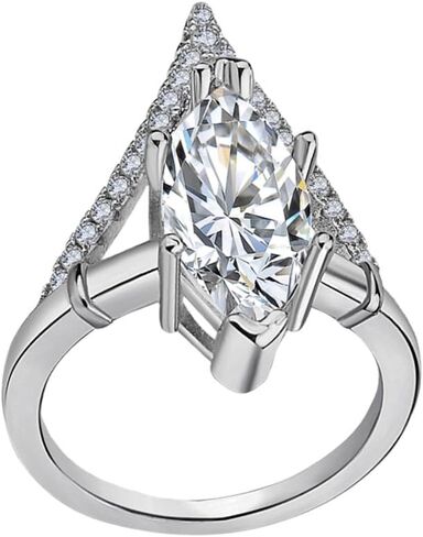 925 Sterling Silver Rings Eye Shape Cubic Zirconia Promise Rings CZ Crystal Teardrop Shape Eternity Engagement Wedding Band Ring Size(6-11) (6) in Kuwait