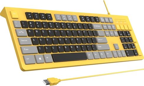Computer Keyboard Wired, Plug Play USB , Low Profile Chiclet Keys, Large Number Pad, Caps Indicators, Foldable Stands, Spill-Resistant, Anti-Wear Letters for Windows Mac PC Laptop, Full Size in Saudi Arabia