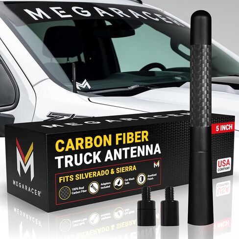 Carbon Fiber Truck Antenna Chevy Silverado 1500 & GMC Sierra (Year 1999-2024) | Short Antenna for Truck | Car Audio & Video Antennas | Small Chevy Silverado Antenna Truck Accessories | Black 5 Inch in Kuwait