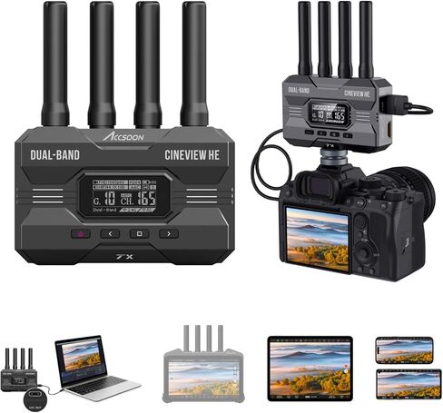 ACCSOON CineView HE Wireless Video Transmission Transmitter 2.4-5Ghz Dual Channel Wireless HDMI Transmitter UVC Out for Live Streaming 1080p 60fps ≤0.06 Latency 1200ft Range（onlyTransmitter） in Saudi Arabia