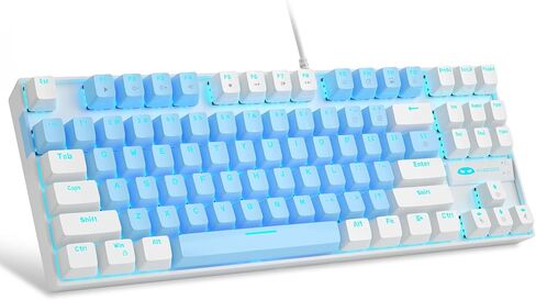 MageGee Mechanical Gaming Keyboard with Blue Switch, Compact 87 Keys Wired Computer Keyboard for Windows Laptop PC Gamer, LED Ice Blue Backlit, White in Kuwait