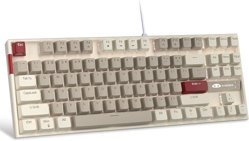 MageGee Mechanical Gaming Keyboard with Blue Switch, Compact 87 Keys Wired Computer Keyboard for Windows Laptop PC Gamer, LED Ice Blue Backlit, White in Kuwait