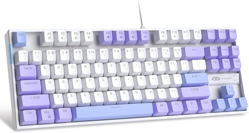 MageGee Mechanical Gaming Keyboard with Blue Switch, Compact 87 Keys Wired Computer Keyboard for Windows Laptop PC Gamer, LED Ice Blue Backlit, White in Kuwait