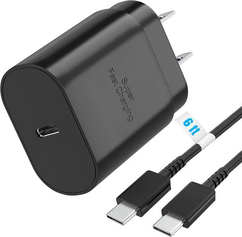 Galaxy S24 S23 USB C Charging Block 25W PD Super Fast Charger Type C Wall Plug Adapter Quick Charge for Samsung Galaxy S24/S23/S22/S21/S20/Z Fold 3/4/5/Note20/iPhone 16/15 (Black 1Pack) in Kuwait