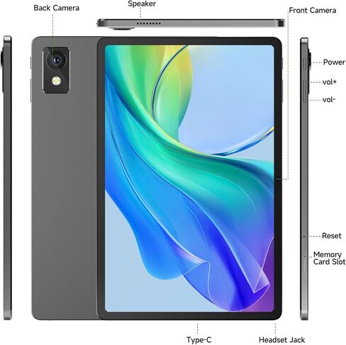 DigiLand Android Tablet, Android 14 Tablets with Octa-Core CPU, 11" FHD Tablet with 14GB RAM+128GB ROM, 7500mAh Battery, 5MP+13MP Camera, WiFi 5 & BT 5.0 - Gray in Kuwait