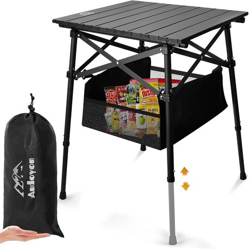 Folding Camping Table - Small Outdoor Table with Storage Bag - Adjustable Height 14.2'' & 18.9'', Portable Lightweight Aluminum Foldable Side Table for Picnic, BBQ, Beach & Tailgating in Saudi Arabia
