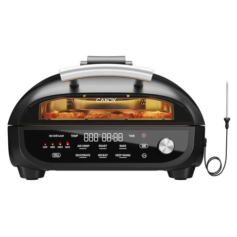 Candy ™ Indoor Grill و Air Fryer Combo مع إكسسوارات السيراميك ، شاشة رقمية 7 في 1 ، 360 درجة من التدفئة الكهربائية ، 500 درجة فهرنه in Kuwait