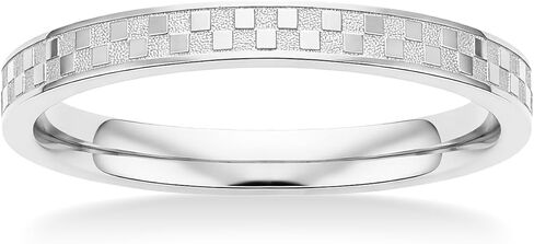 حلقة مربعة 2 مم مطلية بالذهب عيار 14 قيراط من التيتانيوم قابلة للتكديس على شكل شطرنج غير مشوهة مريحة للرجال والنساء in Kuwait