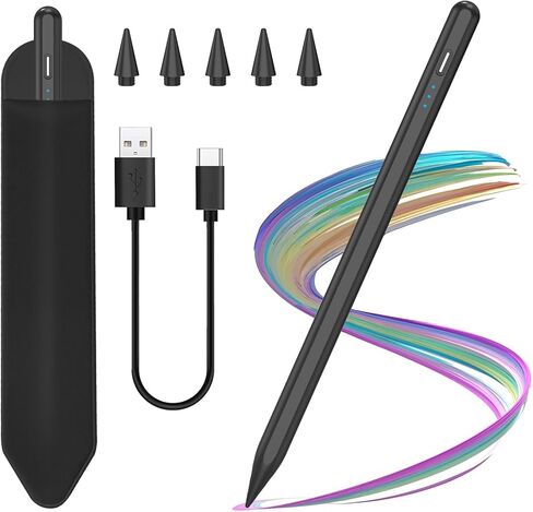 Stylus Pen for iPad 2018-2025, USB C Fast Charging Magnetic Pen with Tilt Sensitivity & Palm Rejection, Pencil for IPad a16/6/7/8/9/10/11, iPad Pro 11"/12.9"/M4, iPad Air 3/4/5/M2/M3, Black in Kuwait