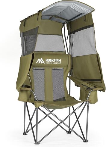 Camping Chair with Canopy Shade - Beach Chair with UPF 50+ Sun Shade, Cup Holder, Side Pocket, Portable Folding Soccer Chair for Adults Fishing Camp Lawn Outdoor Sports, Support 330 LBS, Blue in Kuwait