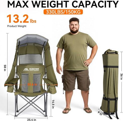 Camping Chair with Canopy Shade - Beach Chair with UPF 50+ Sun Shade, Cup Holder, Side Pocket, Portable Folding Soccer Chair for Adults Fishing Camp Lawn Outdoor Sports, Support 330 LBS, Blue in Kuwait