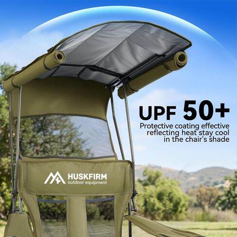 Camping Chair with Canopy Shade - Beach Chair with UPF 50+ Sun Shade, Cup Holder, Side Pocket, Portable Folding Soccer Chair for Adults Fishing Camp Lawn Outdoor Sports, Support 330 LBS, Blue in Kuwait