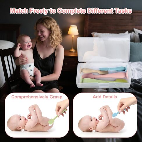 4-Pack Baby Diaper Cream Spatula with a Travel Storage Box, Soft Butt Spatula Baby, Diaper Spatula, Butt Paste Spatula in Saudi Arabia