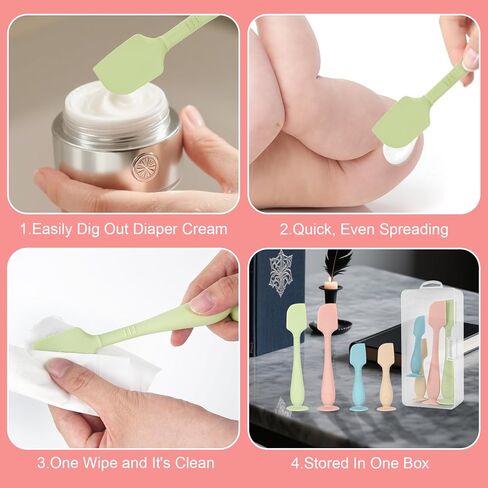 4-Pack Baby Diaper Cream Spatula with a Travel Storage Box, Soft Butt Spatula Baby, Diaper Spatula, Butt Paste Spatula in Saudi Arabia