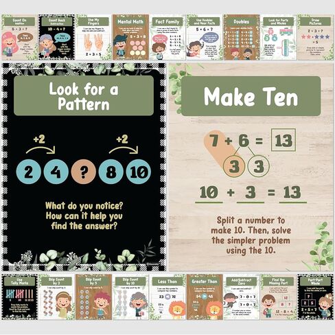 20 ملصقًا رياضيًا للمدرسة الابتدائية - ملصقات رياضيات للصف الأول مقاس 11 × 14 بوصة، ورسوم بيانية للرياضيات للصف الأول، وديكورات رياضية للفصل الدراسي، ولوحة إعلانات الرياضيات، ومخططات رياضية لملصقات الرياضيات للصف الثاني in Kuwait