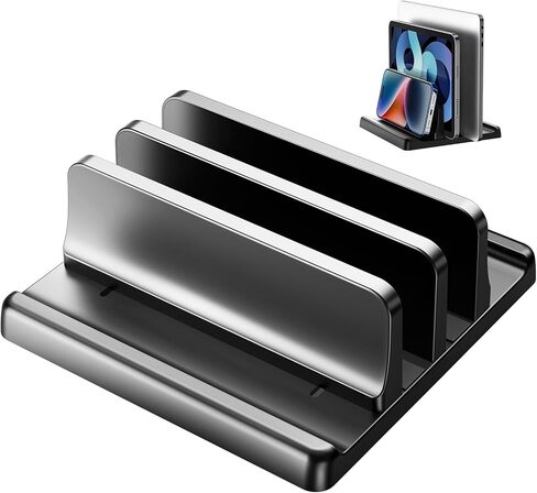 3-Slot Vertical Laptop Stand Holder,Adjustable ABS Plastic Desktop Notebook Dock,Vertical Laptop Stand Space-Saving for All MacBook/Surface/Samsung/HP/Dell/Chrome Book in Saudi Arabia