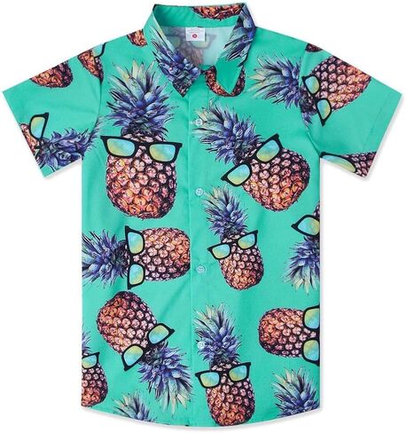 UNICOMIDEA Little & Big Boys Hawaiian Shirt Kids Tropical Luau 3D Print Button Down Shirts for 3-14 Years Old in Kuwait